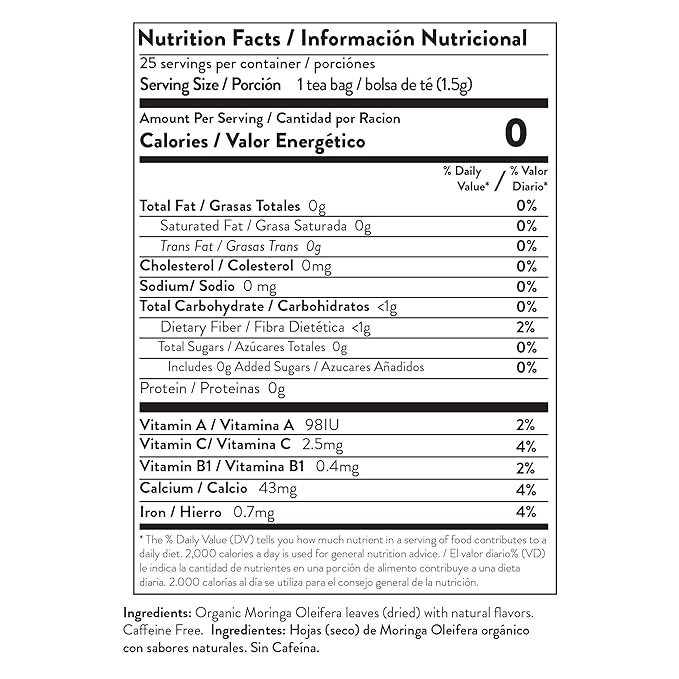 Miracle Tree - 6 Count of Organic Moringa Superfood Tea, 25 Individually Sealed Tea Bags, Mint (Keto, Detox, Energy/Immunity Booster, Vegan, Gluten-Free, Organic, Non-GMO, Caffeine-Free)