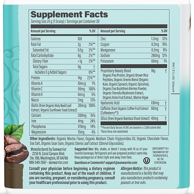 Vegan Collagen Protein Powder for Women | Plant Based Collagen Powder Coffee Flavor with Vegan Hair Skin and Nails Vitamins | Non-GMO No Added Sugar Soy Dairy & Gluten Free (Coffee, 20 Servings)