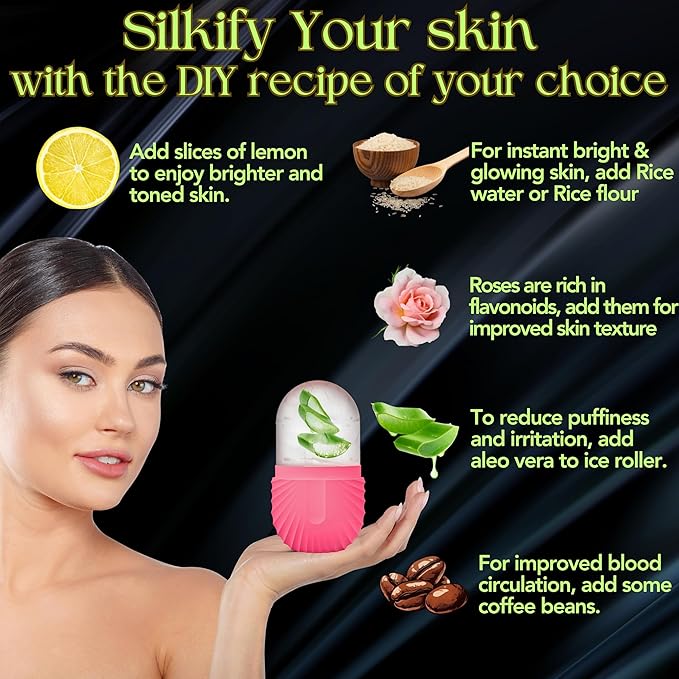 Ice Roller For Face - Facial Ice Roller for self Skin Care of all Types, Cold Face Ice Roller Facial Massager for Eye Puffiness relief, Wrinkles, Migraine & TMJ Relief Massager (Pink)