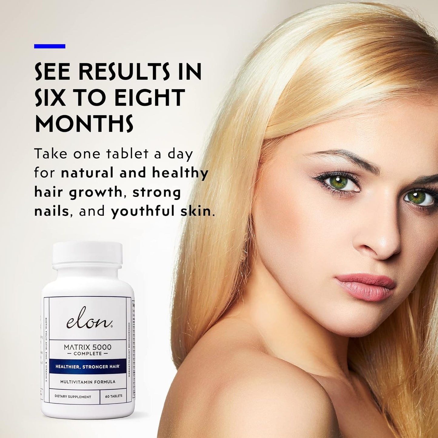 Elon Matrix 5000 Complete Multivitamin — Skin, Hair and Nail Growth Vitamins — Healthy Hair Growth Vitamins for Women & Men — 5000Mcg Biotin Supplement, Pack of 3 (180 Day Supply)