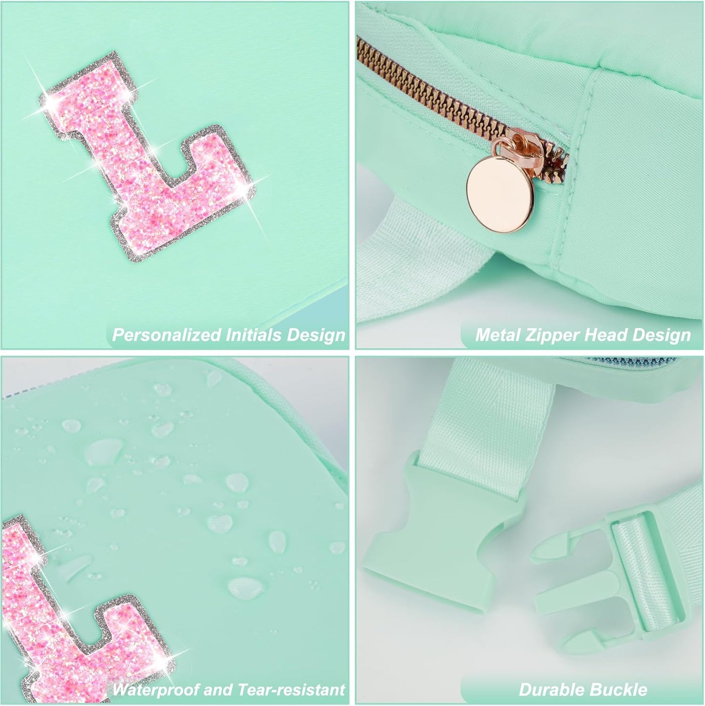 Fanny Pack Belt Bag Crossbody Bags with Initials Letter Patch Trendy Stuff for Teens Cute Stuff Birthday Gifts for Teenager Girls | Light Green,Initial L