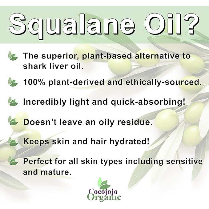 Dr Joe Lab Squalane Oil Pure Plant Derived Refined Cold Pressed Squalene From Olives Vegan Undiluted Bulk Carrier Oil for Face Skin Hair Body Cosmetics Natural Cleanser Moisturizer (8 oz)