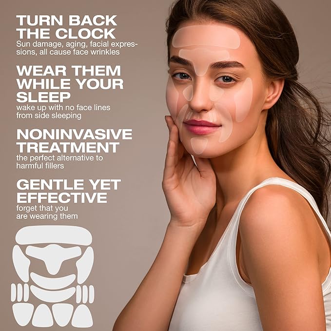 2-pack Forehead Wrinkle Patches, Wrinkle Patches for Face Overnight, 160 PCs Face Tape for Wrinkles, Facial Wrinkle Remover Strips, Anti Wrinkle Patches to Smooth Eye, Mouth, Forehead