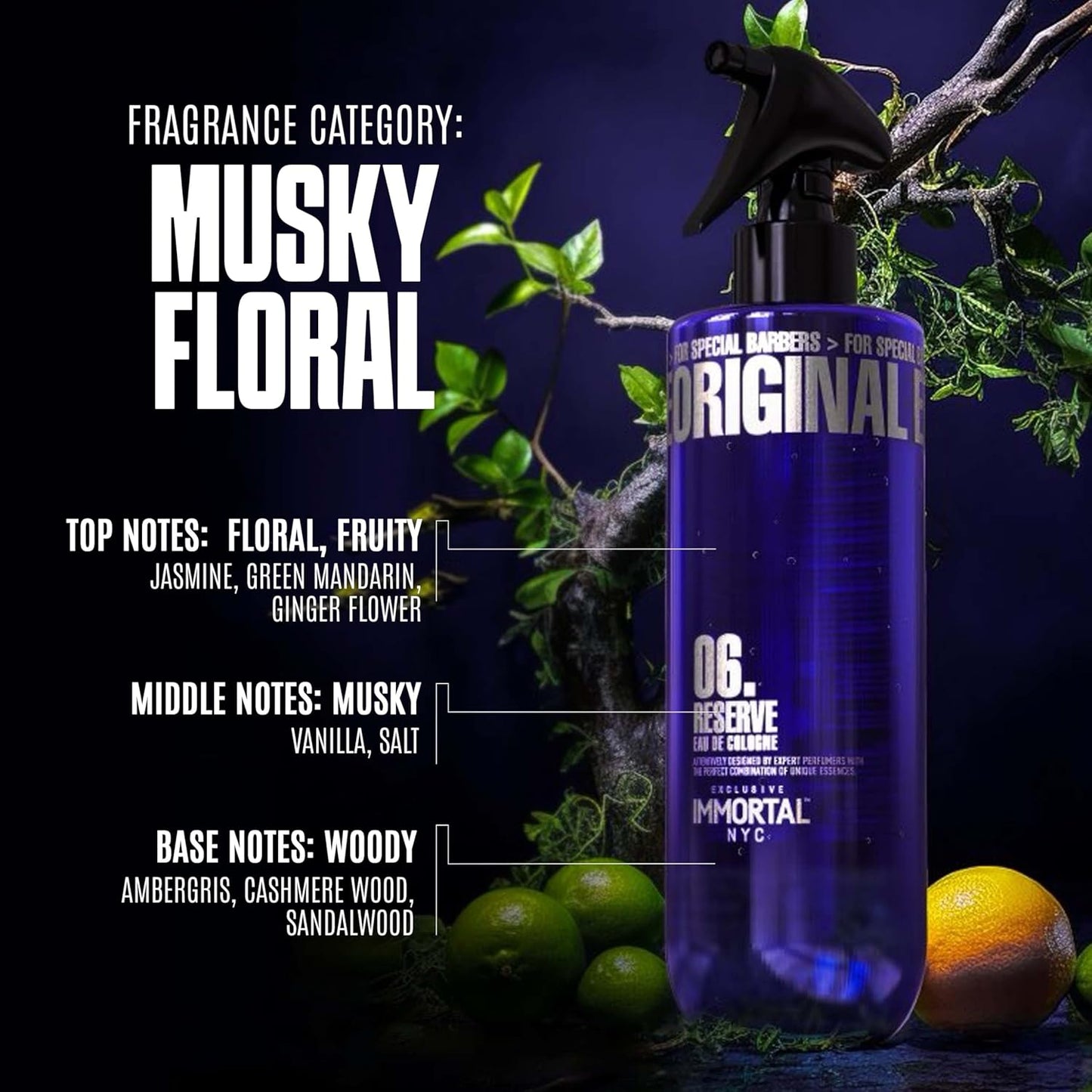 Immortal NYC Reserve 06, After Shave Spray Body/Face Men's Cologne, 17 oz - Exclusive Barbers - Softens Skin - Refreshes/disinfects and Relieves Face and Skin - Moisturizing Formula After Shaving