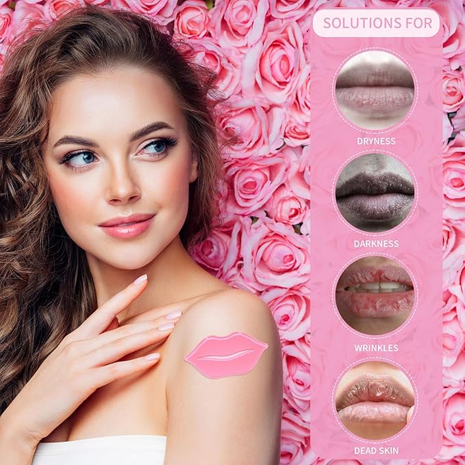 Lip mask, Collagen Moisturizing Lip Masks for Dry Lips, 32 PCS Hydrating Lip Plumping Mask for Chapped, Fine Lines, Lip Hydration Treatment, Lip Mask Sheet, Lip Gel Patches Pads, Lip Masks Skincare