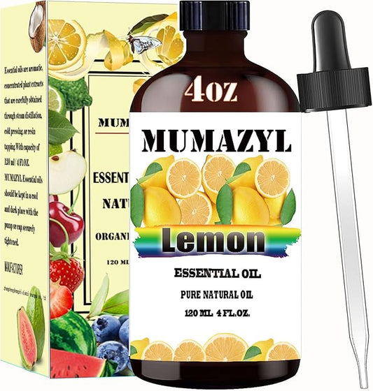 Lemon Essential Oil, Lemon Oil 4 Fl Oz 120ML for Diffuser Humidifier Yoga Cleaning DIY Candle Soap Making Essential Oils