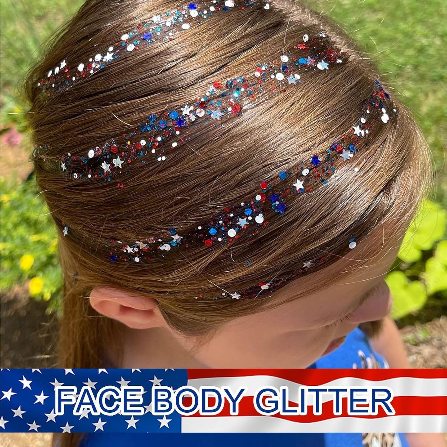 Body Glitter Gel - Halloween Costumes for Women, Sparkly Chunky Glitter Hair for Kids, Halloween Christmas Singer Concert Festival Rave Accessories (Fourth of July Body Glitter)