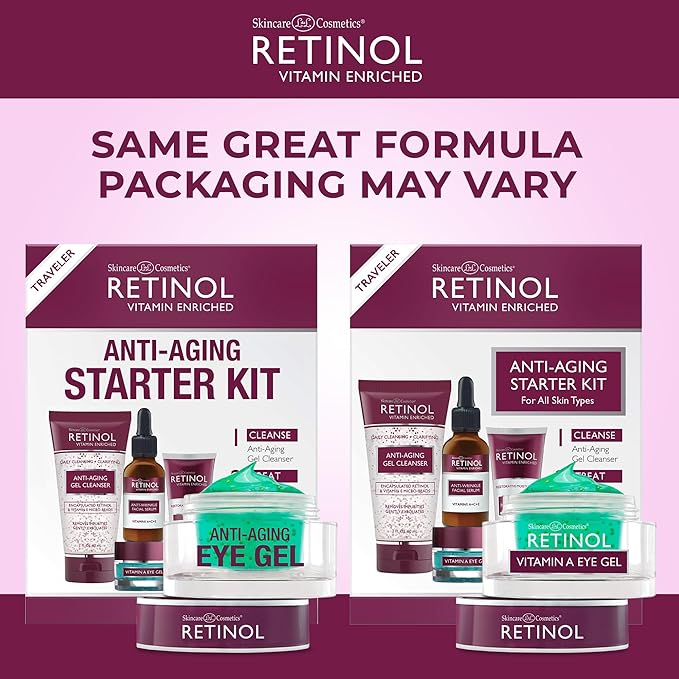 Retinol Eye Gel - Reduces Puffiness & Dark Circles, Restores Elasticity Anti-Aging Starter Kit – Perfect For Travel or First Time Try