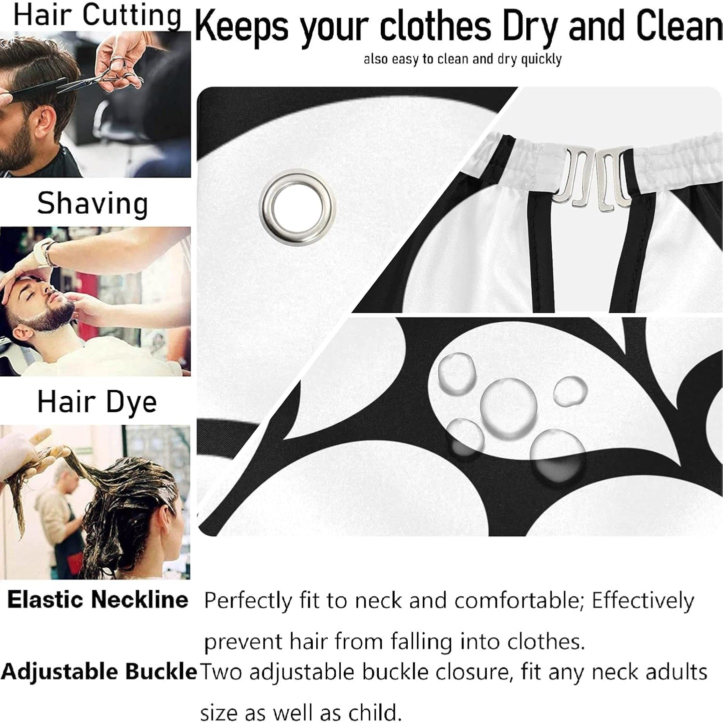 visesunny Black Floral Pattern Barber Cape Polyester Hair Cutting Salon Cape Apron Anti-Static Haircut Water-Resistant Shaving Cloth Beard Shaving Bib Hairdressing Cape