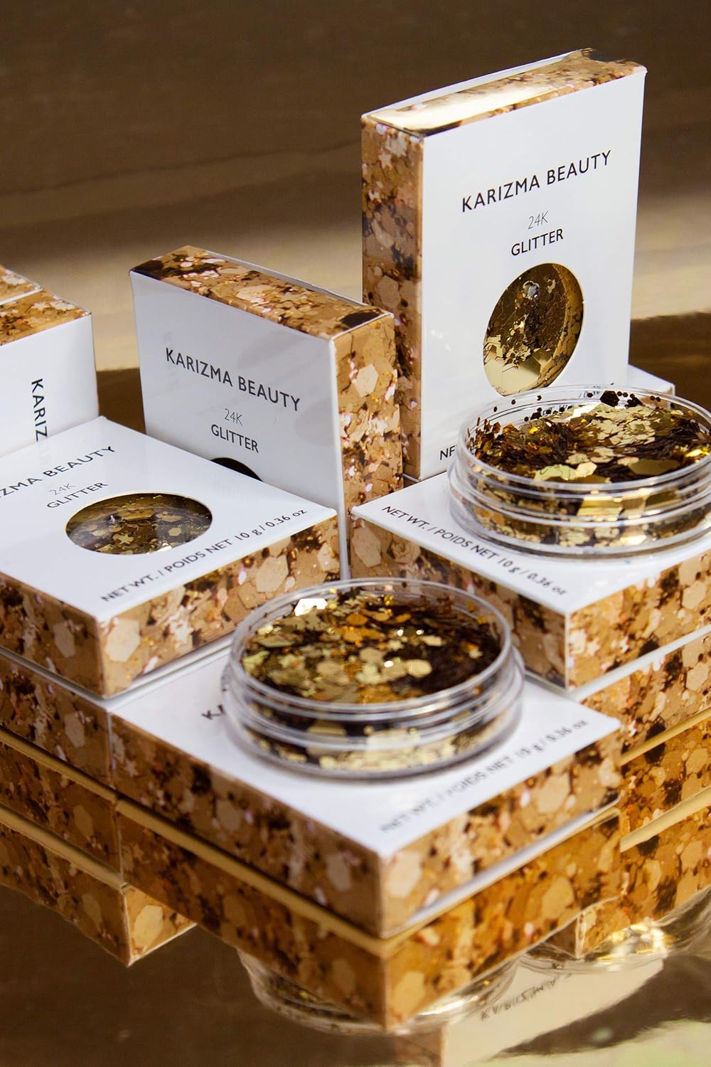 KARIZMA 24K Gold Glitter - 10g Chunky Face, Hair, Eye & Body Glitter for Women. Rave & Festival Accessories, Cosmetic Makeup Set