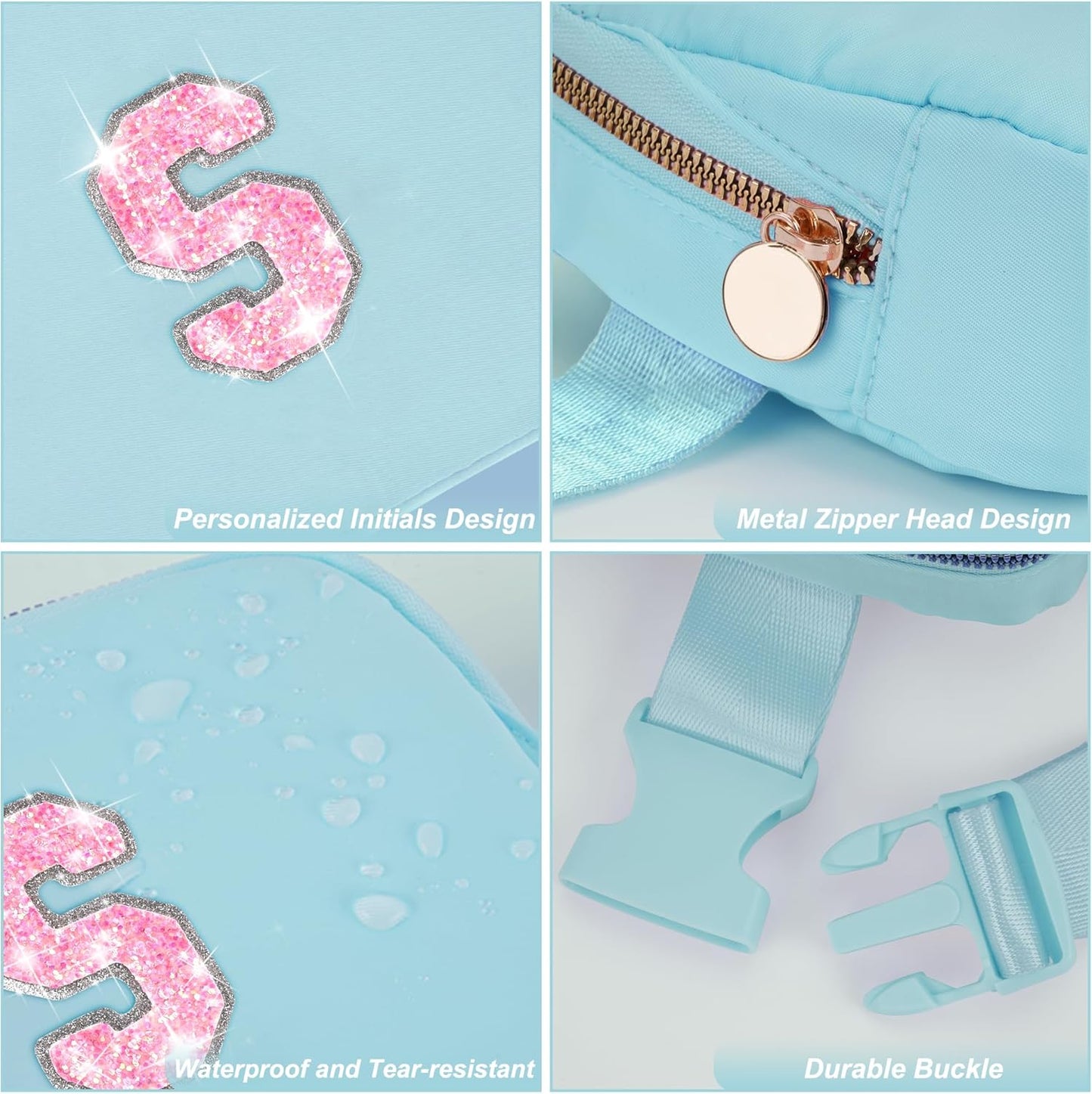 Fanny Pack Belt Bag Crossbody Bags with Initials Letter Patch Trendy Stuff for Teens Cute Stuff Birthday Gifts for Teenager Girls | S,Blue Bag