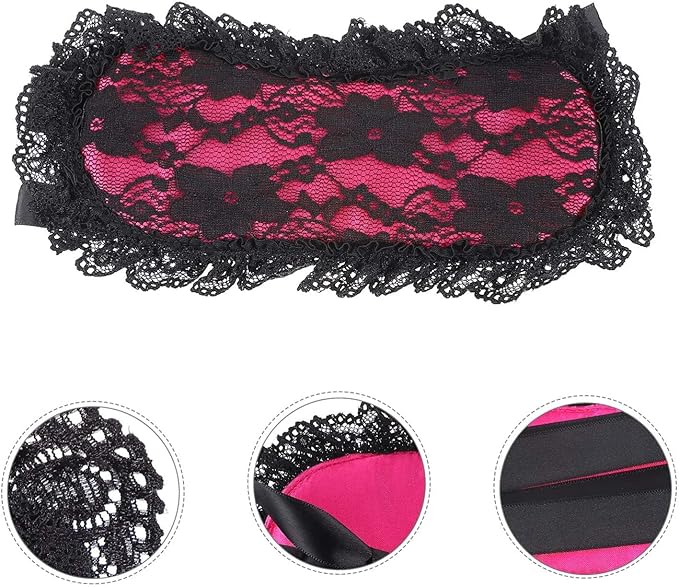 Soft Lace Eye Mask Party Ribbon Accessories, Eye Mask Comfortable Sleep Mask Can Be Adjusted to Shading Eyes, Travel,Home,Meditation,Shift Work (Rose Red 2pcs)