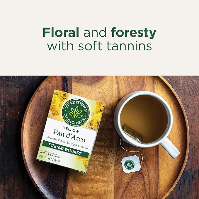 Traditional Medicinals Tea, Yellow Pau d'Arco, Everyday Wellness, 96 Tea Bags (6 Pack)