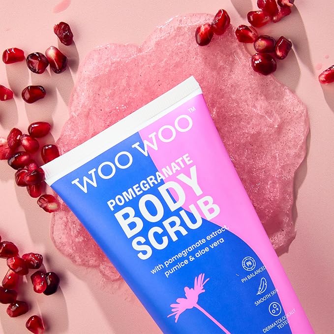 WooWoo - Natural Skin Saviour Pomegranate Body Scrub | Clean + Vegan Intimate Skin Care (5 oz | 150 ml)