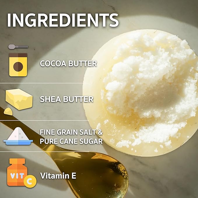 Body Polish, 8oz. - Fresh Lemongrass Scented Body Scrub Exfoliator for Women, Exfoliating Sugar Scrub To Lotion Moisturizer, Gentle Exfoliant for Dry and Sensitive Skin, Handmade in USA