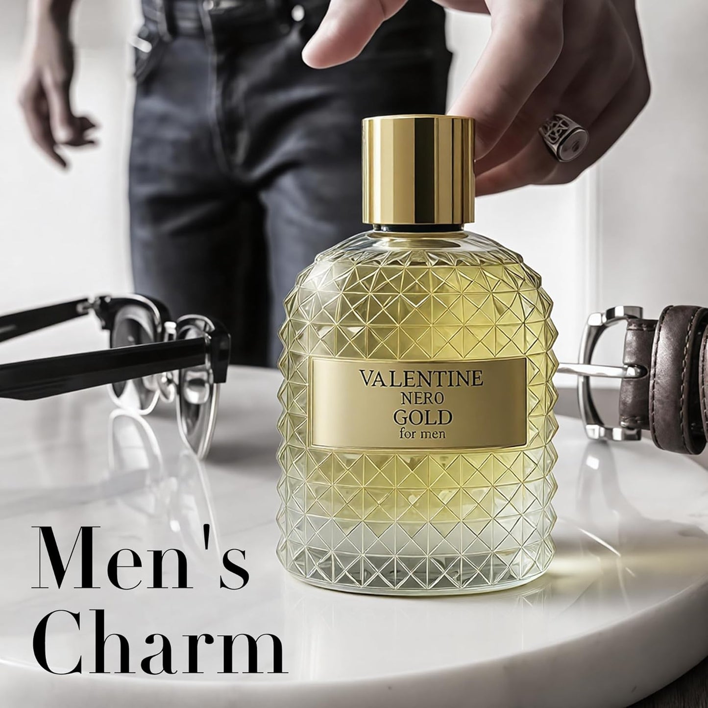 Men's Cologne Valentine Nero Glod Eau De Toilette Natural Body Spray Perfume Long Lasting Fragrance 3.4 Fl Oz Daily Used