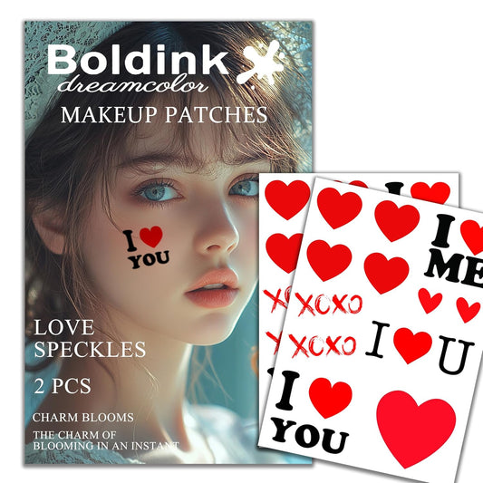 2pcs Makeup Stickers, Waterproof Face Love Heart Temporary Tattoo Stickers, Masquerade Stickers, Wedding Face Makeup Stickers for Women.