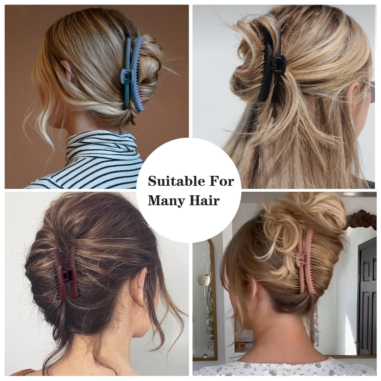 Hold Everything Claw Clip for Thick and Thin Hair - Big Barrettes for Women and Girls With Straight, Wavy, and Curly Hair - Strong Hold With 52 Teeth Banana Clips (4-Color & 2-Size)