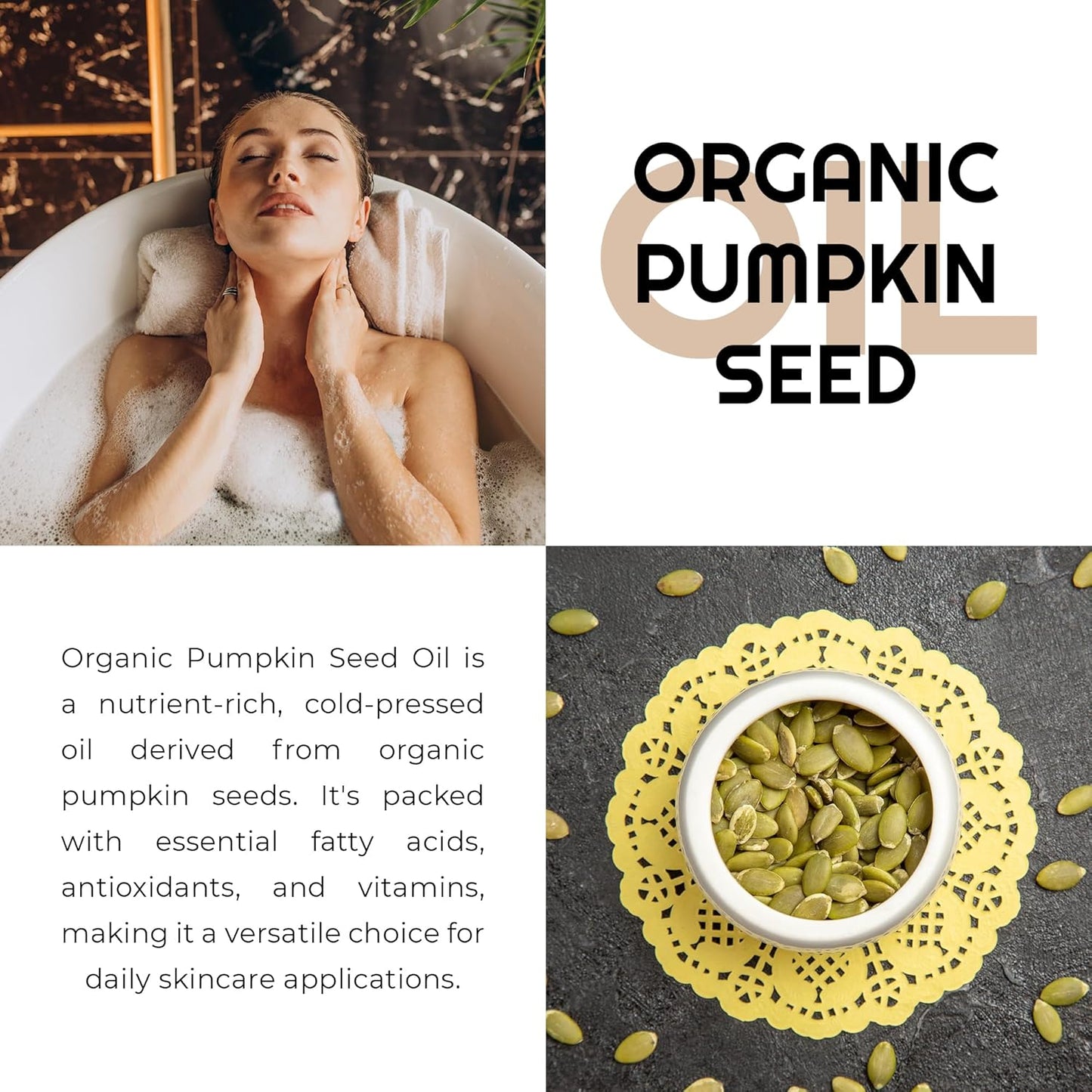 Organic Pumpkin Seed Oil Cold-Pressed Unrefined from Premium Nature, 100% Pumpkin Seed Oil for Hair Growth Pure Pumpkin Oil for Skin and Face Hair Oil Aceite de semilla de calabaza para el cabello 4oz