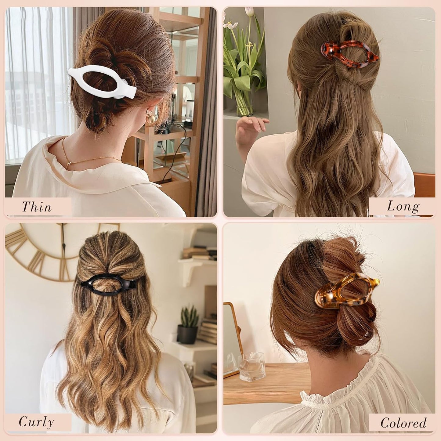 Obeoby 6 PCS Flat Hair Clips for Women, French Flat Claw Clips Hair Accessories Barrettes Large Medium Duckbill Stocking Stuffers Christmas Gifts (Tortoiseshell)