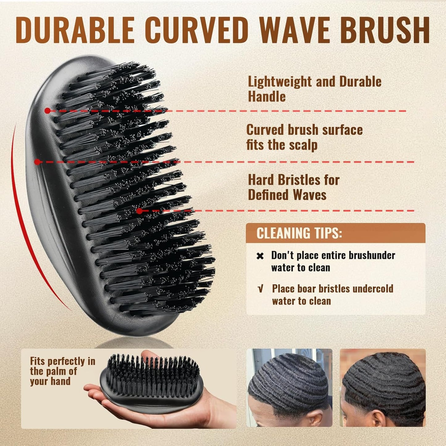 Wave Pomade 360 Greasy Pomade Wave Styler Brush Great for Wolfing, Boar Bristle Beard & Wave Brush for Barbers & Daily Use, Styling Set for Men 360 Easy Wash 360 Wave Training Hair Cream