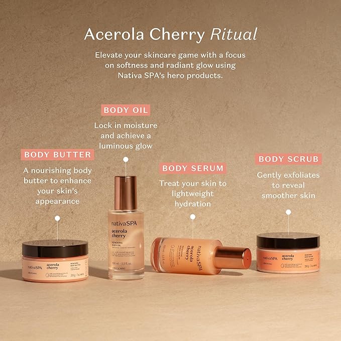 NATIVA SPA O BOTICÁRIO, Acerola Cherry Renewing Body Scrub, Gentle Exfoliation for Smooth, Radiant Skin, 7.05 Ounce (200g)