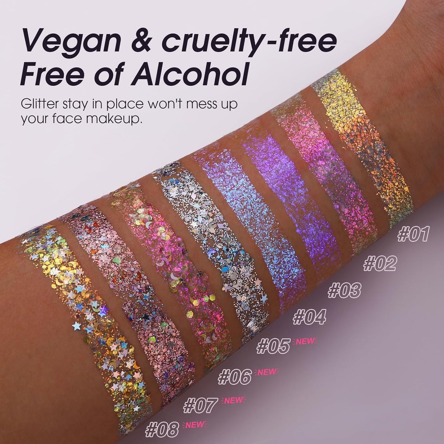 LANGMANNI Holographic Body Glitter Gel for Body, Face, Hair and Lip.Color Changing Glitter Gel Under Light. Vegan & Cruelty Free-1.35 oz (5# Silver Fantasy)