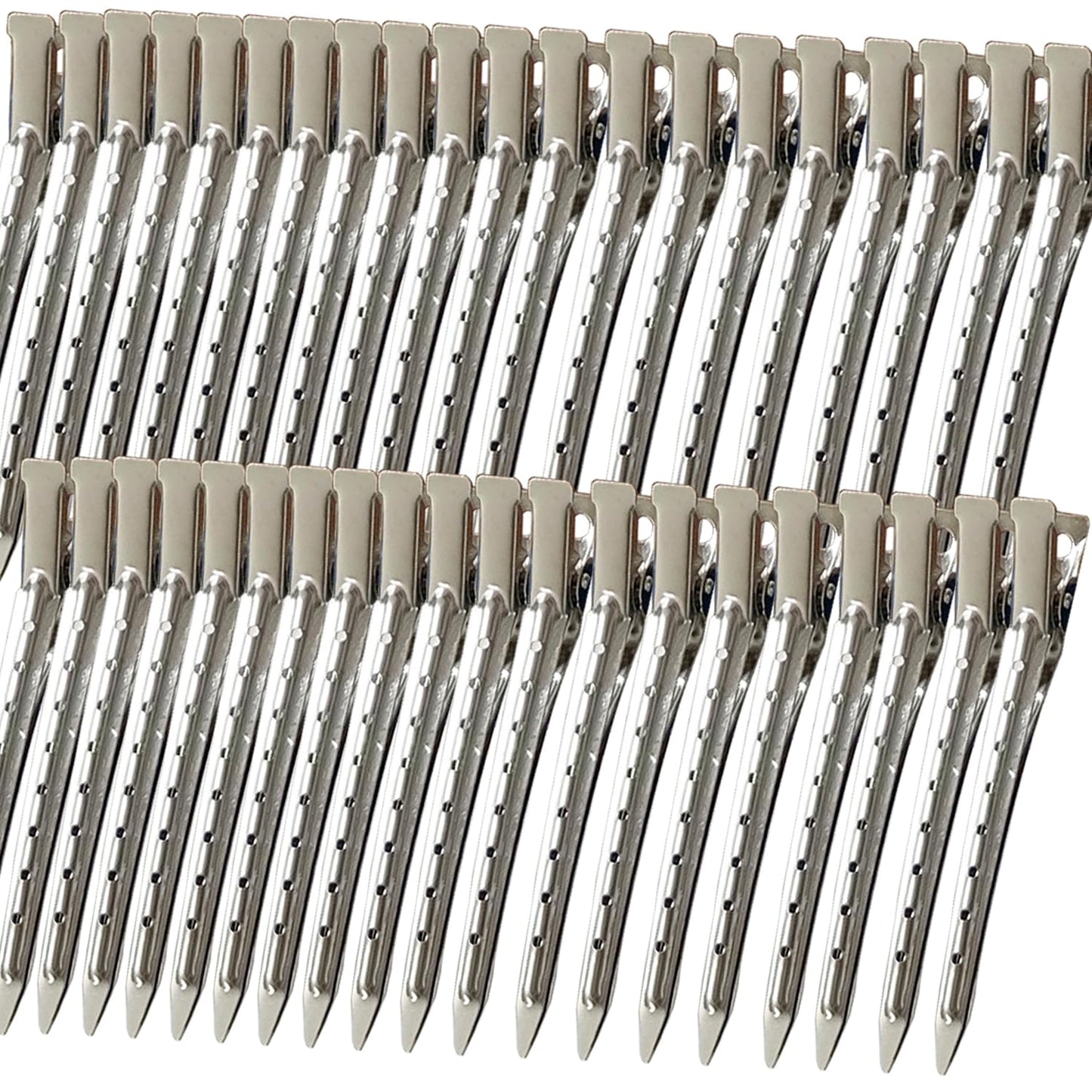 40 PCS 3.5 Inch Duck Billed Clips,Metal Alligator Curl Hair Clips with Holes for Styling, Coloring, Thick Hair Rollers, Salon Use,Alligator Clips for Women for Thick Hair & Thin Hair,Silver