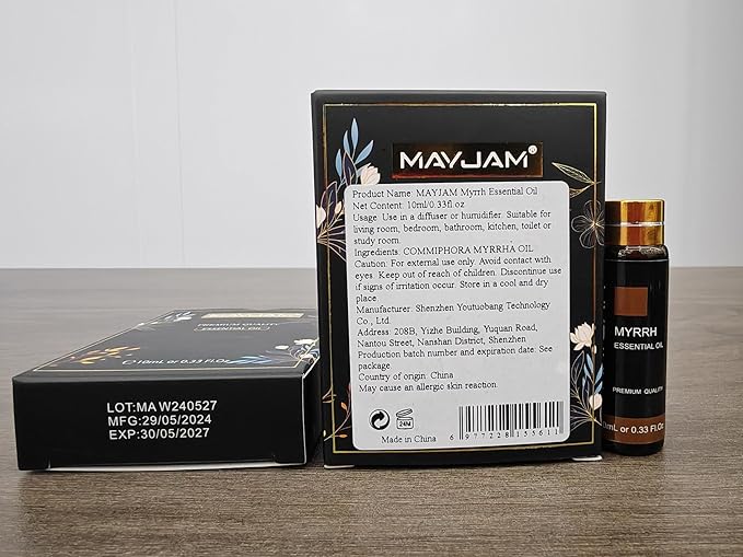 Myrrh Essential Oil, MAYJAM 10ML/0.33FL.OZ Premium Myrrh Oils for Soap Candle Making, Diffuser, Bedroom, Living Room, Office