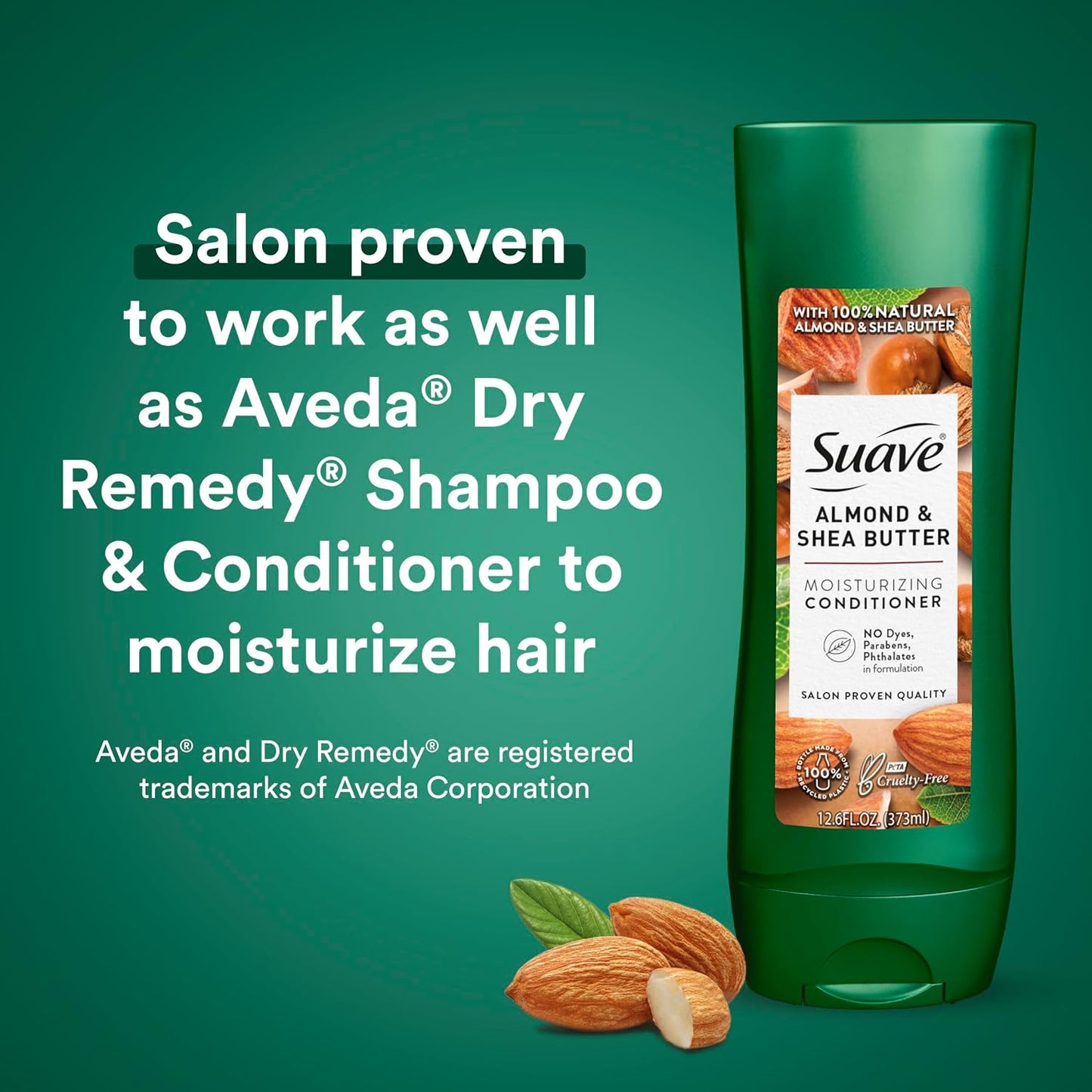 Suave Shampoo and Conditioner Set, Almond & Shea Butter - Moisturizing Shampoo & Conditioner, Dry Hair Treatment, Scented, 12.6 Oz Ea (2 Piece Set)