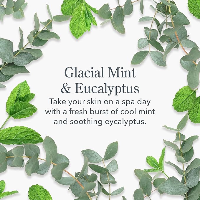 Beekman 1802 At-Home Spa Day Glacial Mint & Eucalyptus Gift Set - Set of 3 - Scented - Cleanses, Moisturizes & Hydrates - With Lactic Acid & Shea Butter - Good for Sensitive Skin - Cruelty Free