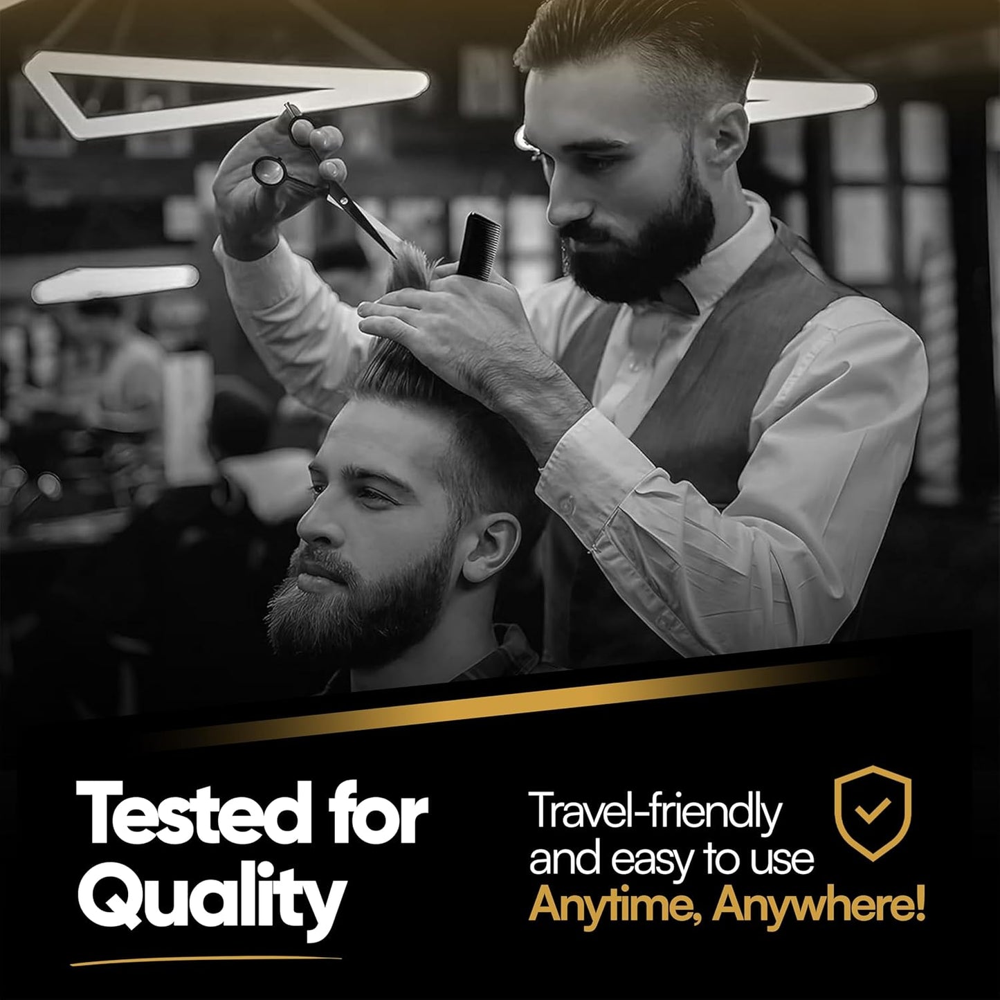 Professional Hair Cutting Scissors - Krisp Shave Stainless Steel Barber Salon Quality Scissor (6 Inch) - Shears for Men's Beard Mustache Women Kids Pets Haircut All Purpose Shear