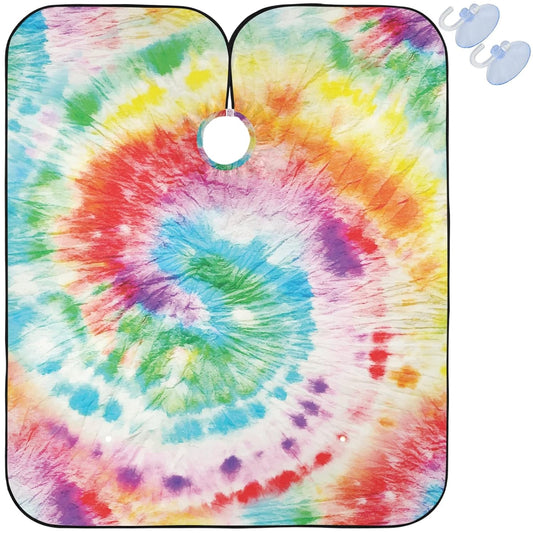 visesunny Barber Cape Rainbow Tie Dye Pattern Polyester Hair Cutting Salon Cape Apron Anti-Static Haircut Water-Resistant Shaving Cloth Beard Shaving Bib Hairdressing Cape