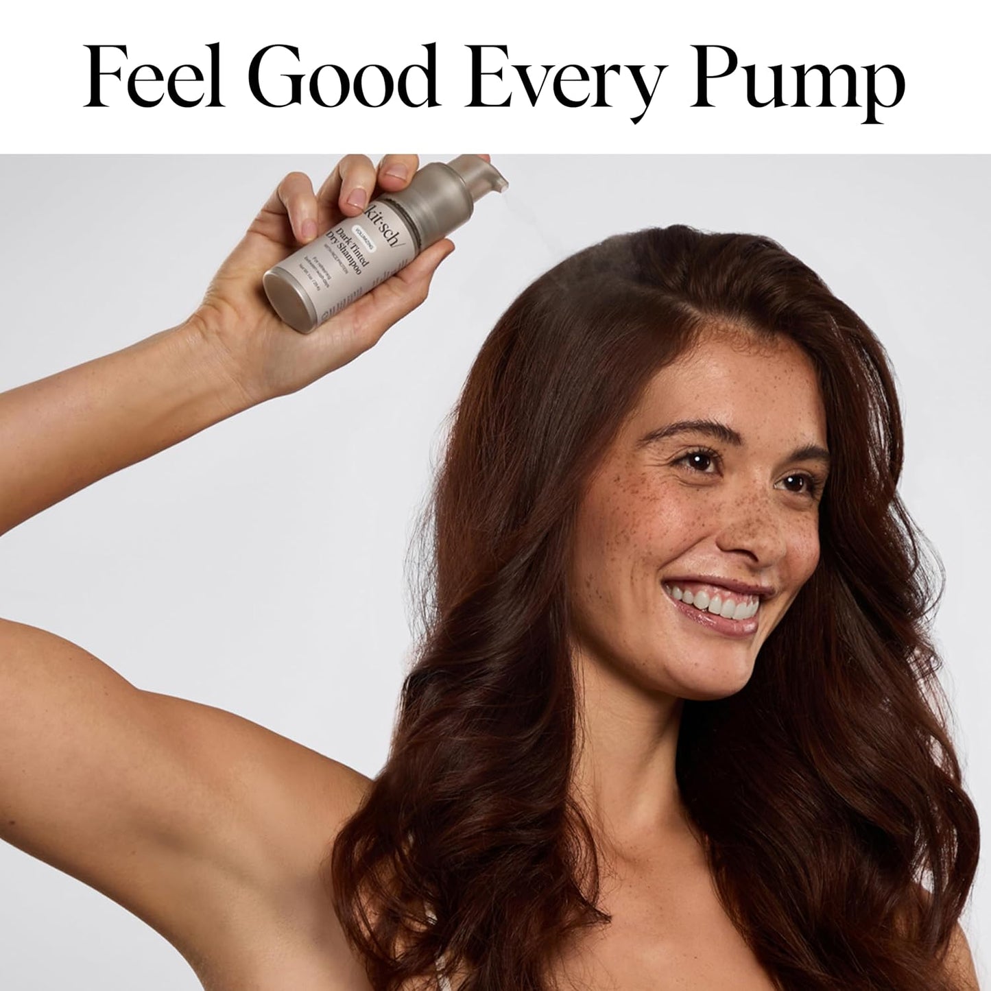 Kitsch Volumizing Rice Protein Dry Shampoo Powder - Dry Shampoo for Women & Men, Dark Hair, No White Cast, Absorbs Oil, Non-Greasy, Fragrance Free, Travel Size in Pump Form - Dark Tinted 1oz