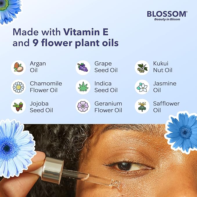 Blossom All Natural Eye Serum with Essential Oils, Organic Cruelty Free Moisturizing, Infused with Real Flowers, Made in USA, 0.5 fl. oz./15ml, Winter Wonderland