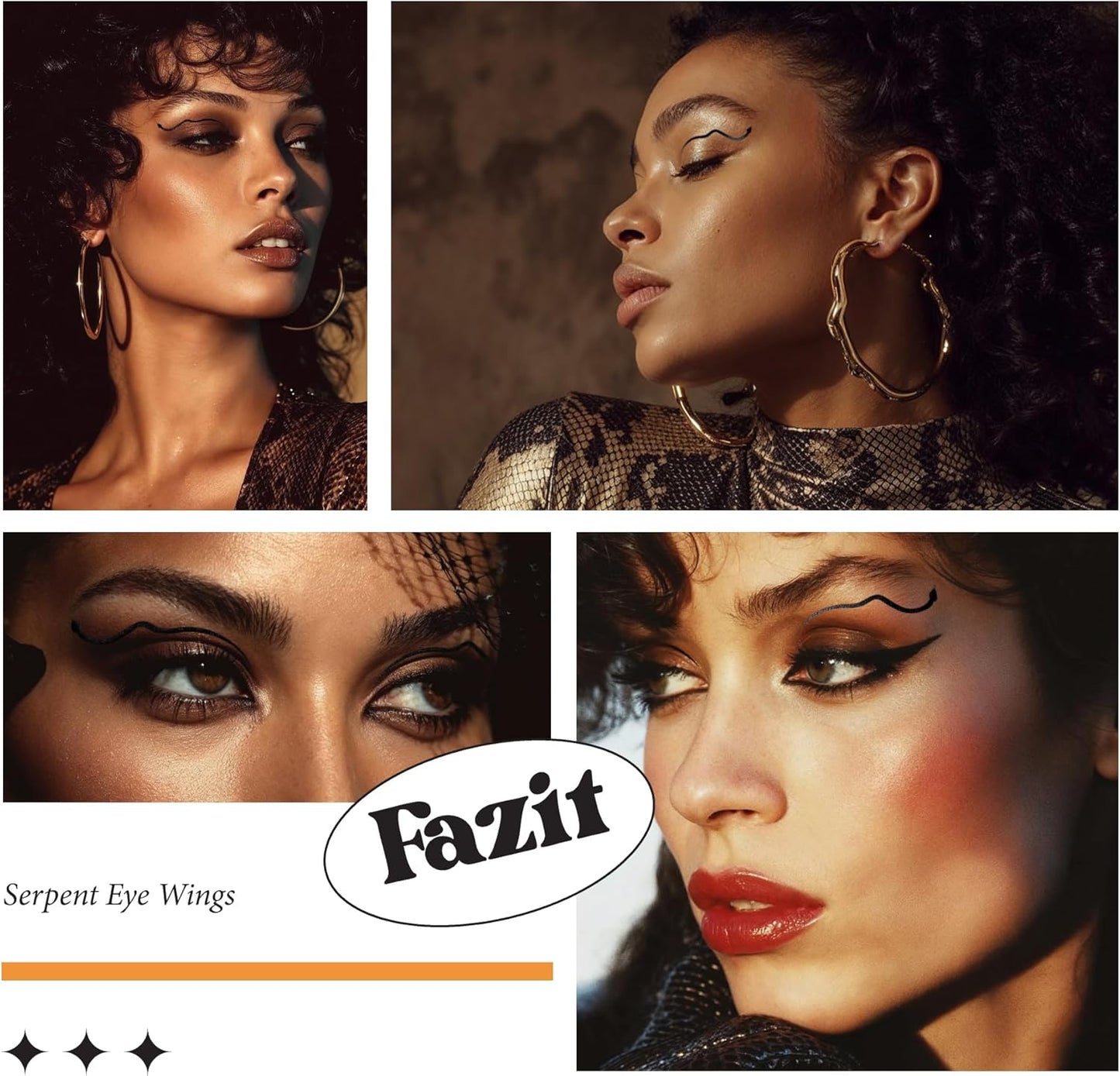 Fazit Makeup Patches - Halloween Serpent Eye Wings - Glow Up Make-Up Patches - Cute Glitter Makeup Accessories for Women - Cosmetic Glitter for Face