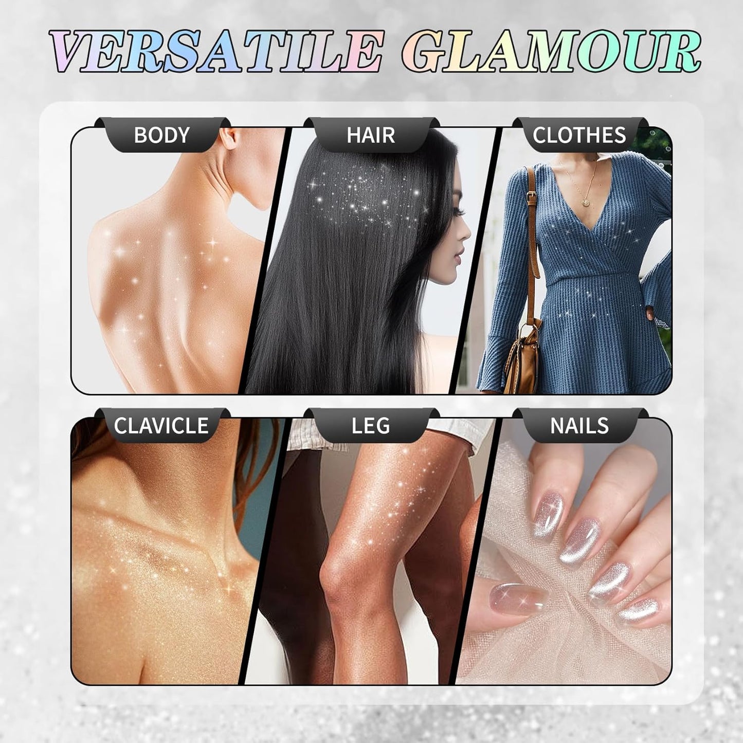 Glitter Spray for Hair and Body,Holographic Hair Glitter for Kids & Teenagers,Long-Lasting,Quick-Drying,Suitable for Festival Music Concert Party Rave Accessories (Rainy-Rainbow)