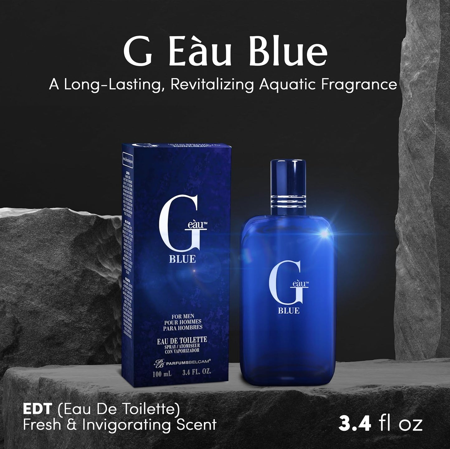 PB ParfumsBelcam G Eau Blue Eau de Toilette Spray – Men’s Cologne, Long-Lasting Summer Fragrance for Men and Teen Boys, Perfume para Hombre – 3.4 Fl Oz – Fresh Blue Scent