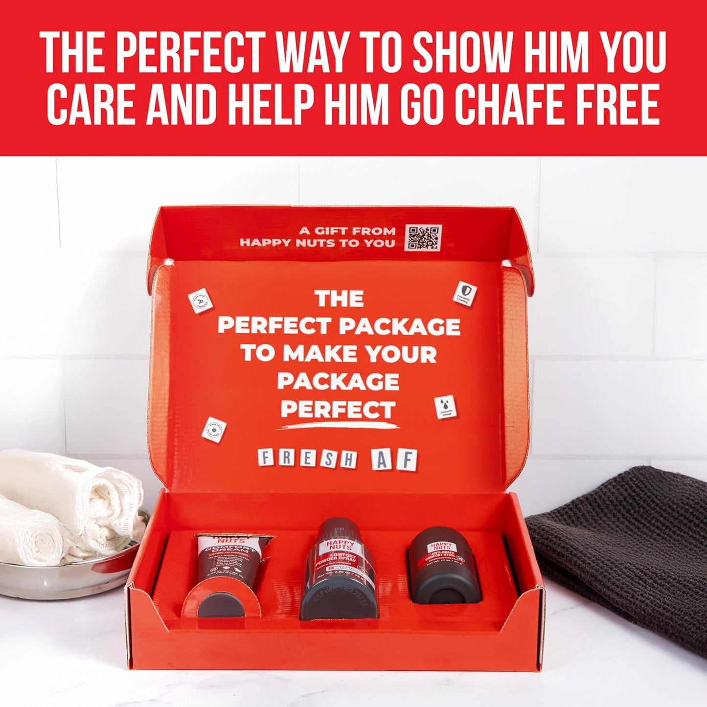 HAPPY NUTS - Nuts About You Anti Chafing Deodorant Essentials Bundle Kit - Gift Set for Men to Stay Fresh All Year Long