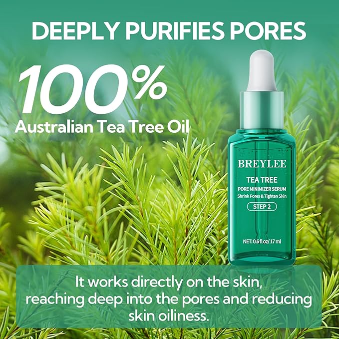 Pore Minimizer Serum， BREYLEE Pore Refining Serum for Face & Nose, Oil Control Firming, Shrinking Pore & Tightening Skin, Pore Moisture after Blackhead Remover, Clam and Soothing Skin Care