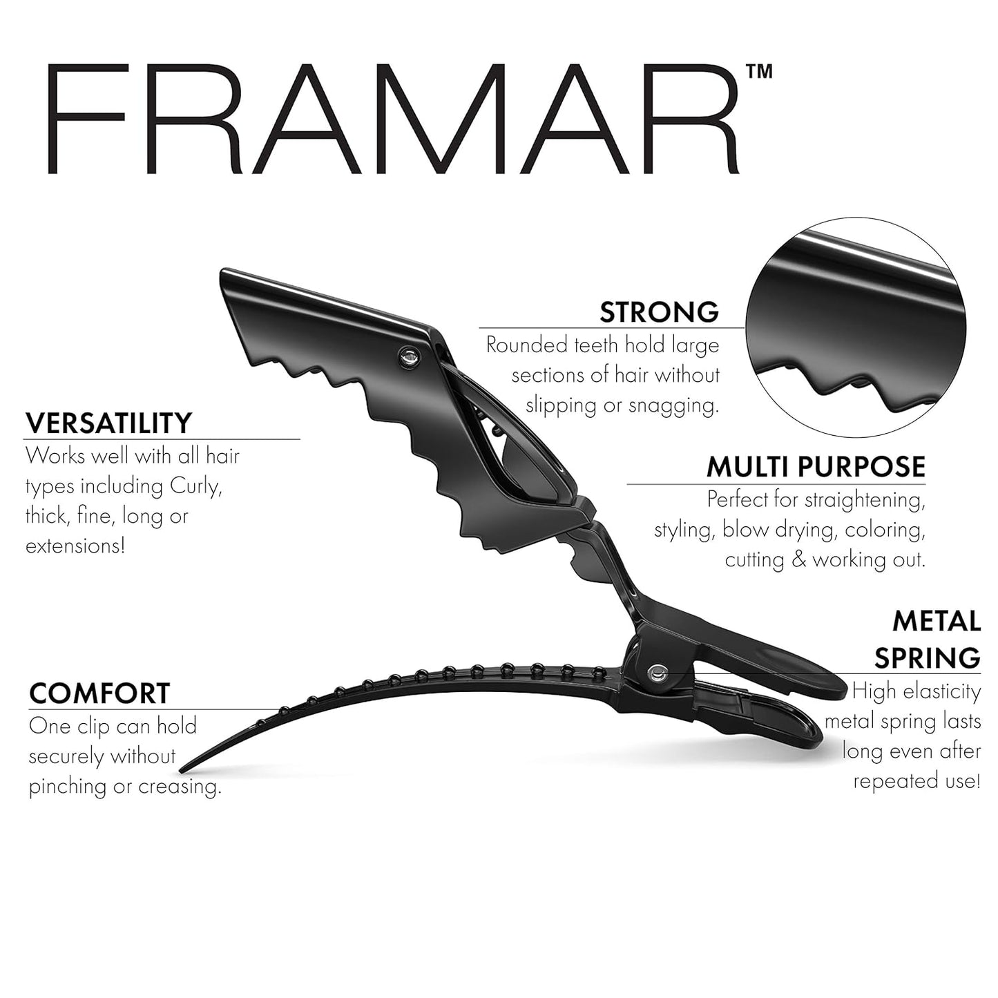 FRAMAR Black Alligator Clips For Hair Styling 10 Pack – Professional Alligator Hair Clips For Women, Hair Clip For Women, Black Hair Clips For Styling – Firm Hold Without Slipping