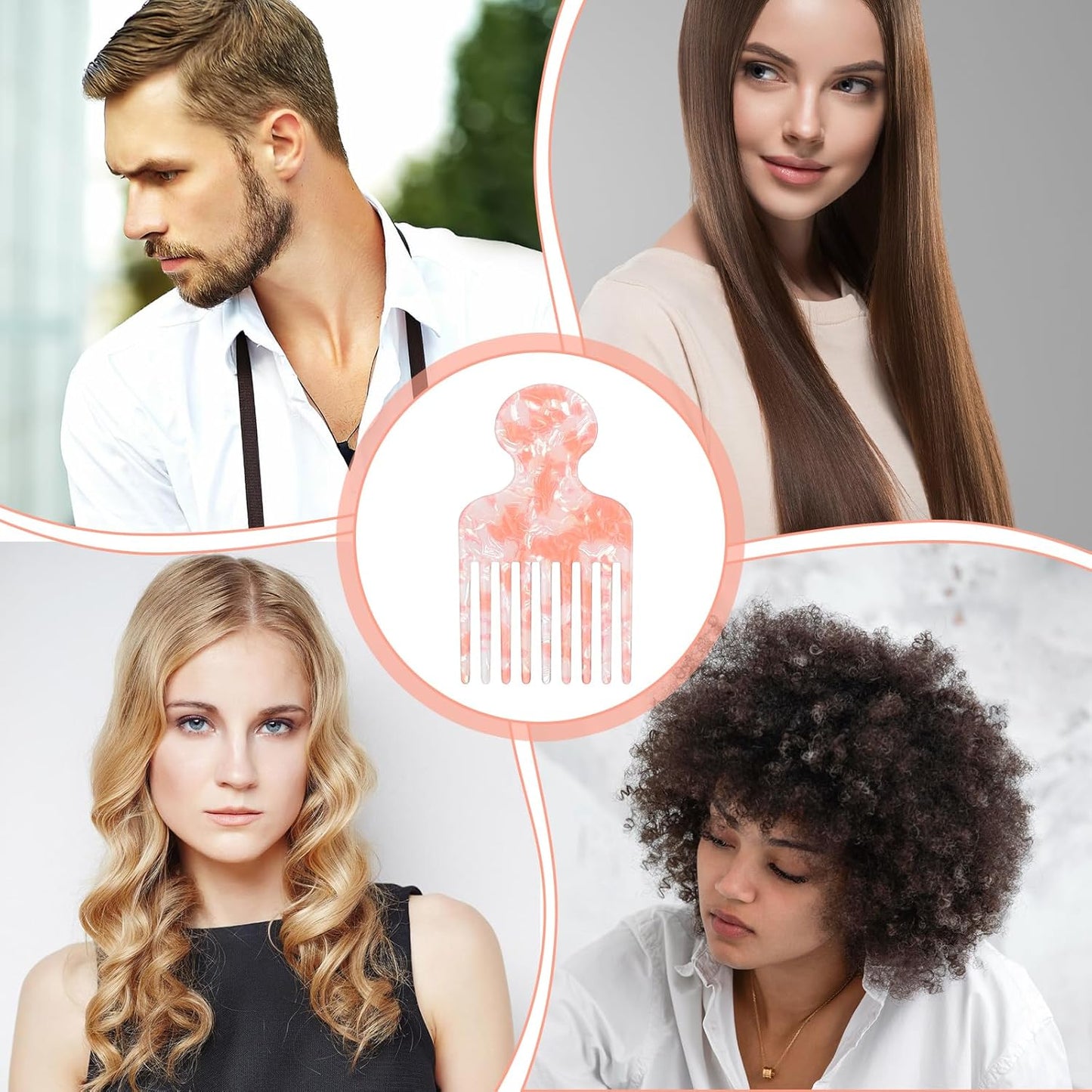 Afro Hair Pick Comb Wide Tooth Comb for Curls Hair Styling Tool Afro Pick for Women and Men Detangling Lifting Combs 4.72 Inches