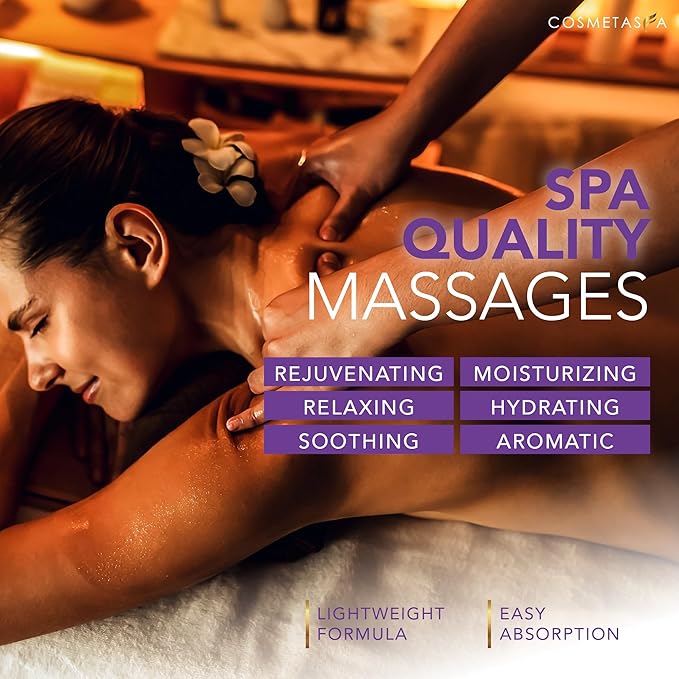 Lavender Relaxation Massage Oil - No Stain 100% Natural Blend of Spa Quality Oils for Soothing, Calming, Aromatic Massage Therapy 16.9 oz by Cosmetasa