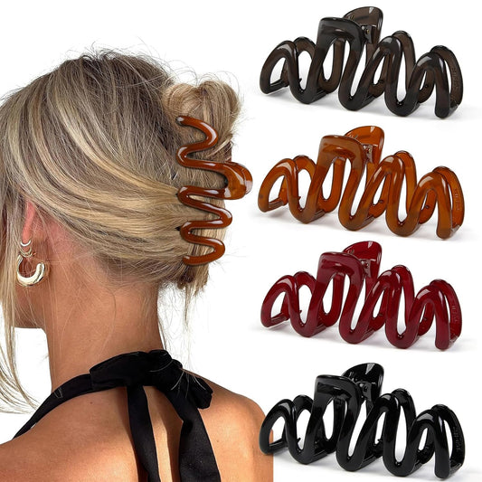 Claw Clips for Women Wavy Hair Clips for Thick Hair Non Slip Hair Clip Claw for Women's Hair Cute Hair Accessories 4Pcs