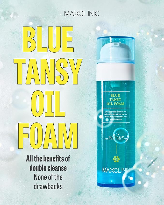 [K-Beauty] Blue Tansy Oil to Foam - All-in-One Korean Face Wash Oil Based Foaming Facial Cleanser - Excess Sebum & Oil Control - Makeup Deep Cleansing Oil for All Skin Types (3.88 fl oz)