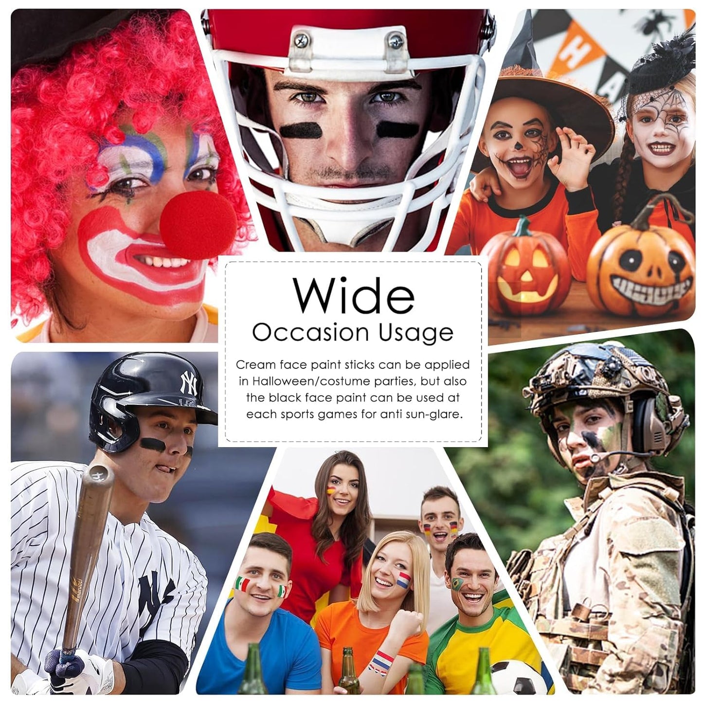 2Pcs Blue Face Body Paint Stick Eye Black, Makeup Paint Eyeblack for Baseball/Football/Halloween/Cosplay Party Makeup Cream Face Body Paint Easy to Blend