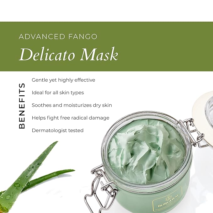 Borghese Advanced Fango Delicato Mud Musk - Hydrating Face Mask with Kaolin Clay, Aloe, Hydrolyzed Collagen & Hyaluronic Acid for Normal & Dry Skin