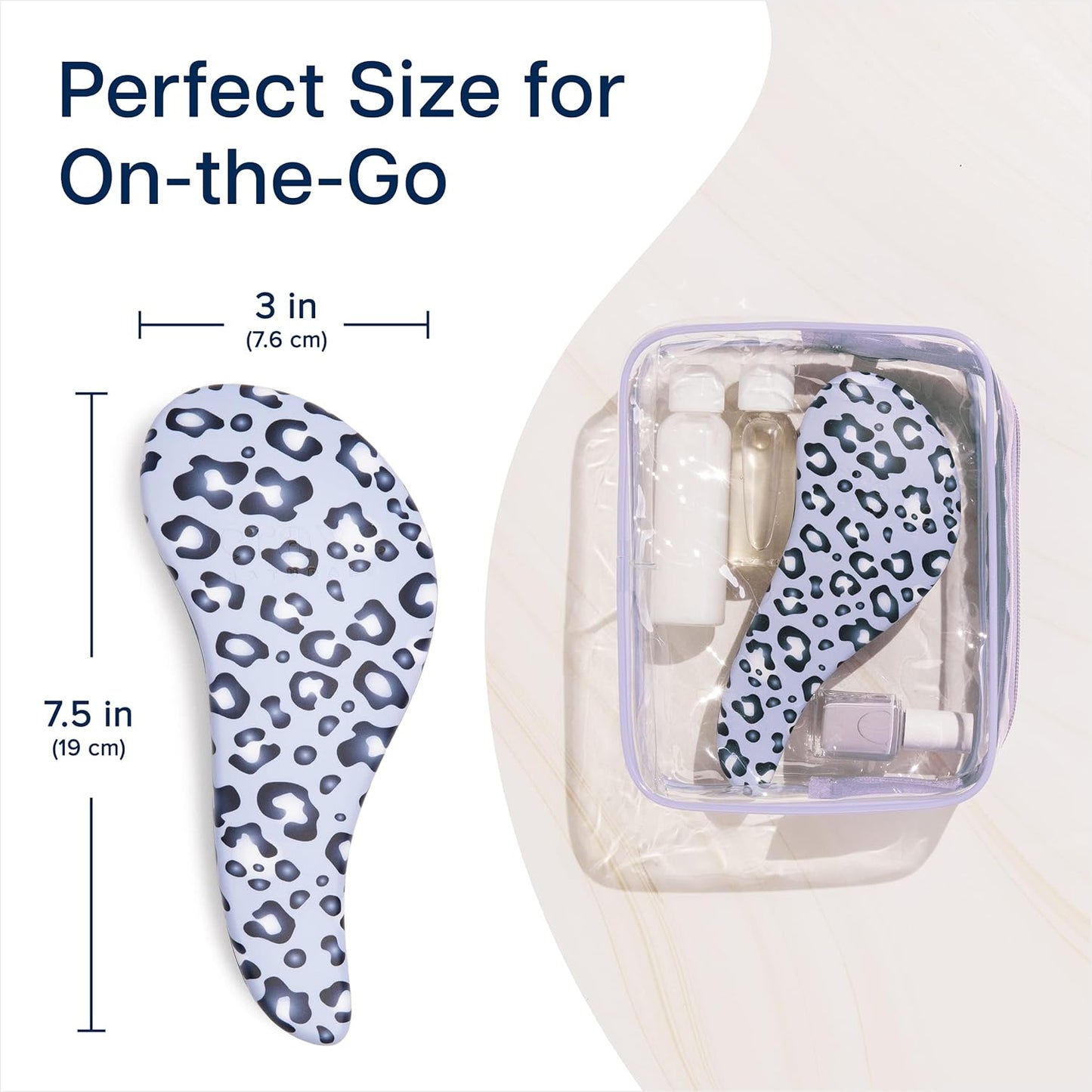 Crave Naturals Glide Thru Detangler Brush - Curly Hair Brush for Women and Kids - Wet and Dry Comb for Adults - Soft Flexible Bristles for Gentle Use - Styling Tool for Curls - Blue Cheetah