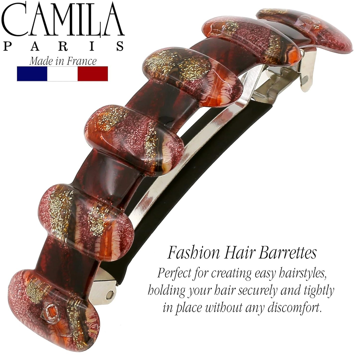 Camila Paris CP3304 French Hair Barrette Clip for Girls for Thick Curly Wavy Long Hair, Strong Hold Grip Hair Clips for Women, Automatic, No Slip Durable Styling Girls Hair Accessories, Made in France