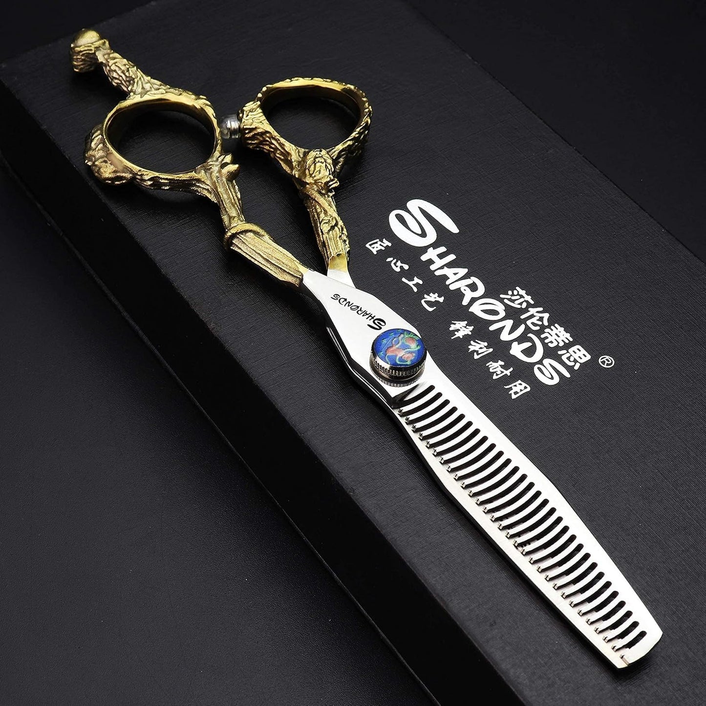 Professional hair barber scissors Japanese material steel 440c, hairdresser barber shop hair clipper (Silver《set》)